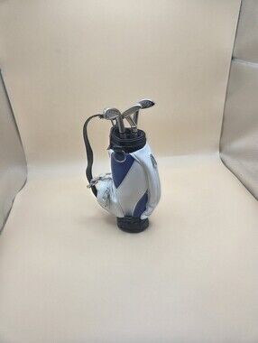 Vintage Miniature Golf Bag Desk Organizer Pen Holder With Club Pens